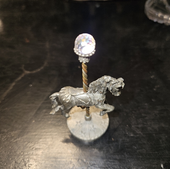 Silver Carousel Horse Figurine With Crystal - Picture 4 of 6
